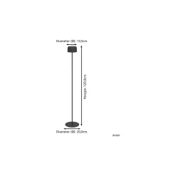 Eglo Golvlampa Roccanova-L Solar Stål Svart 2W 270lm - 830 Varm Vit | IP44 - Touchdimmerbar - USB-C