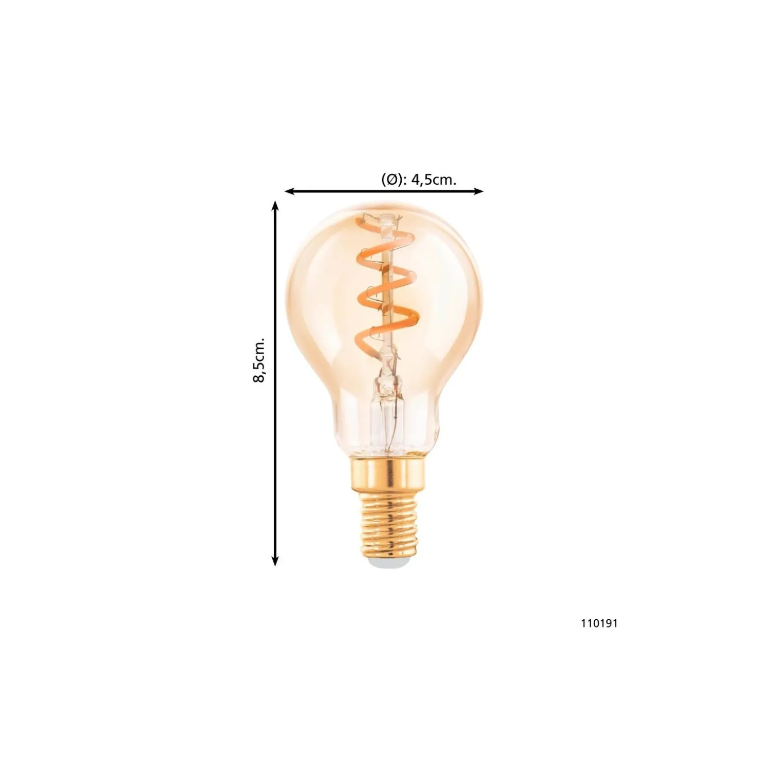 Eglo LED Boll E14 Filament Ambar 4W 145lm - 820 Extra Varm Vit | Dimbar - Ersättare 15W