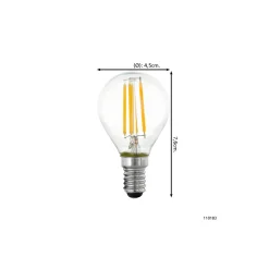 Eglo LED Boll E14 Filament Klar 4.5W 470lm - 827 Extra Varm Vit | Dimbar - Ersättare 40W
