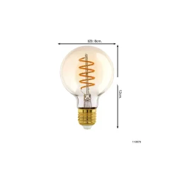 Eglo LED Globe E27 Filament Ambar 4W 245lm - 820 Extra Varm Vit | Dimbar - Ersättare 25W
