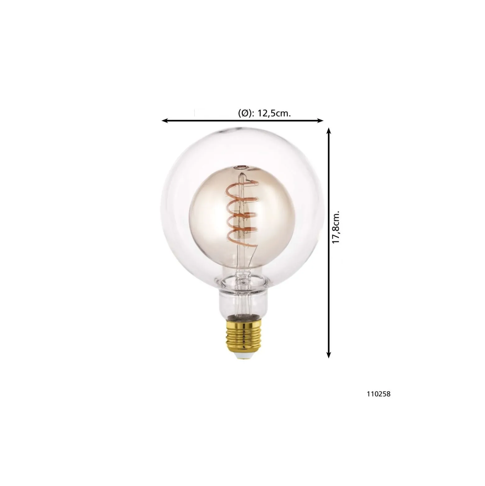 Eglo LED Globe E27 Filament Ambar 4W 200lm - 820 Extra Varm Vit | Dimbar - Ersättare 25W