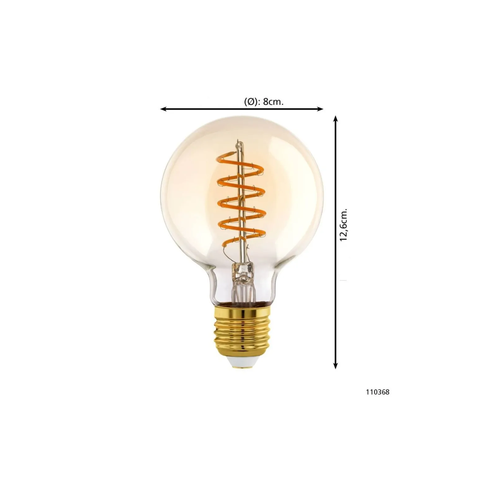 Eglo LED Globe E27 Filament Ambar 8W 806lm - 827 Extra Varm Vit | Dimbar - Ersättare 60W