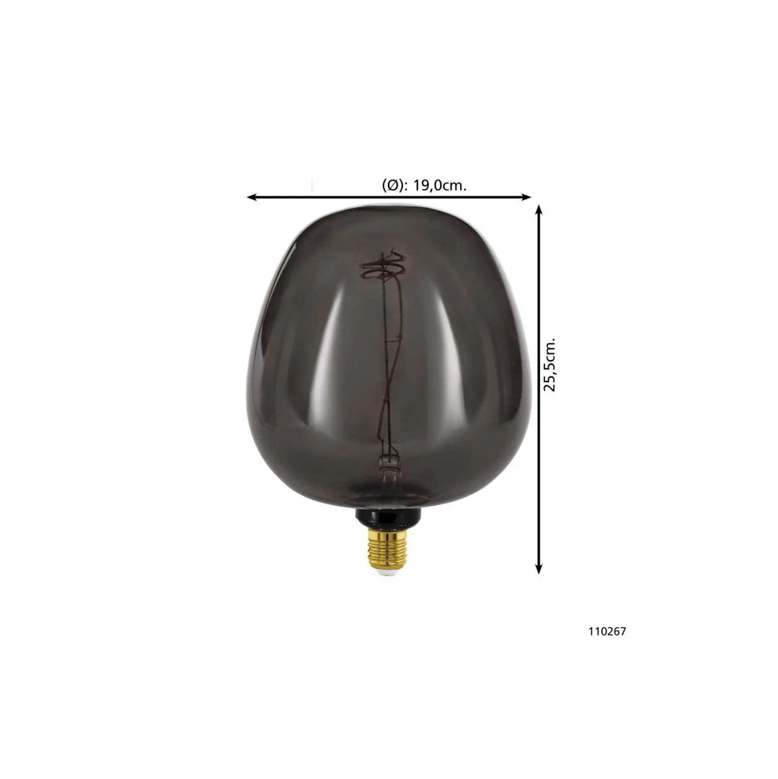 Eglo LED Globe E27 Filament Smokey 4W 40lm - 820 Extra Varm Vit | Dimbar - Ersättare 15W