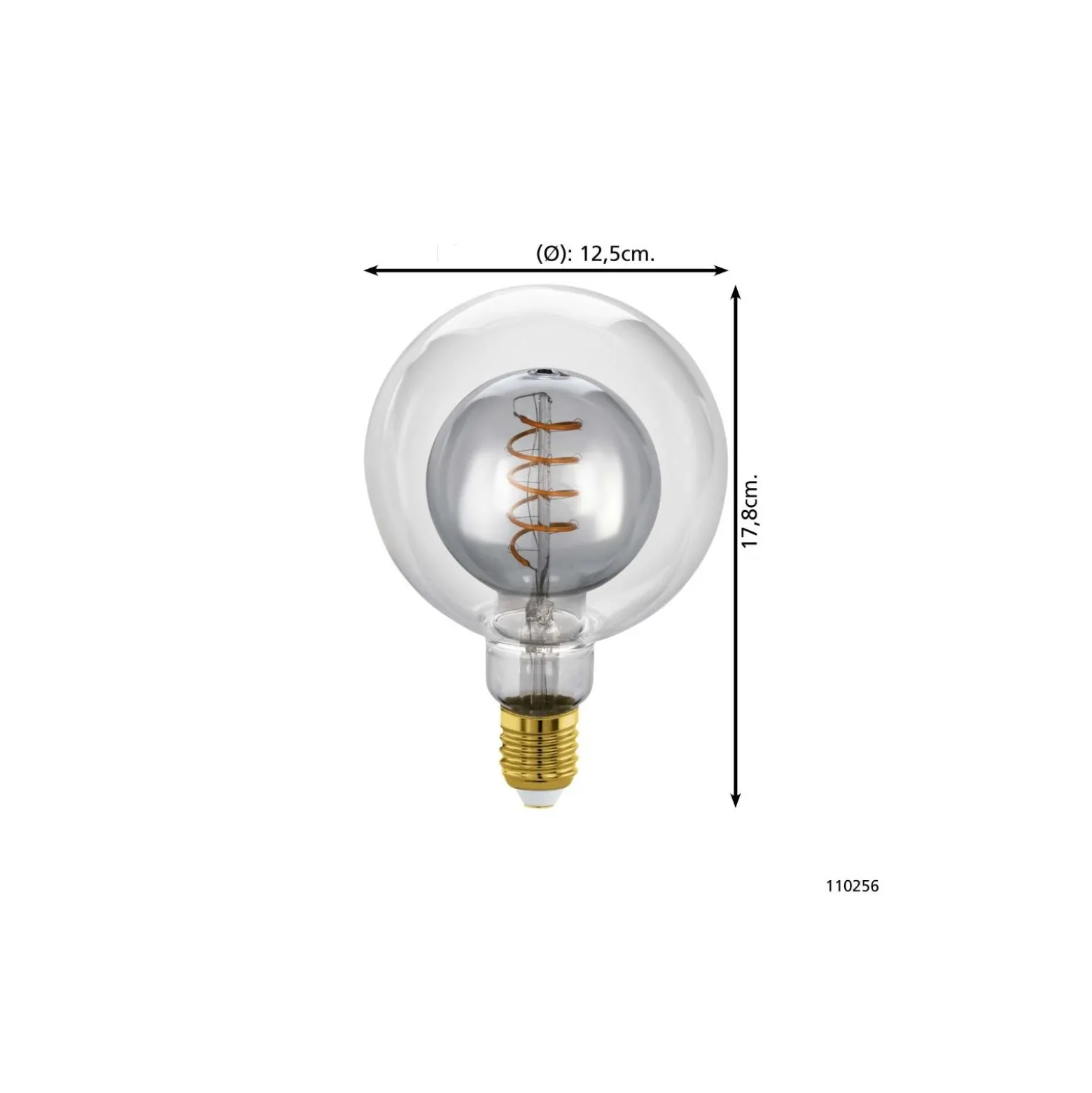 Eglo LED Globe E27 Filament Smokey 2W 80lm - 820 Extra Varm Vit | Dimbar - Ersättare 15W
