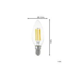 Eglo LED Kronljus E14 Filament Klar 2.2W 470lm - 830 Varm Vit | Ersättare 40W