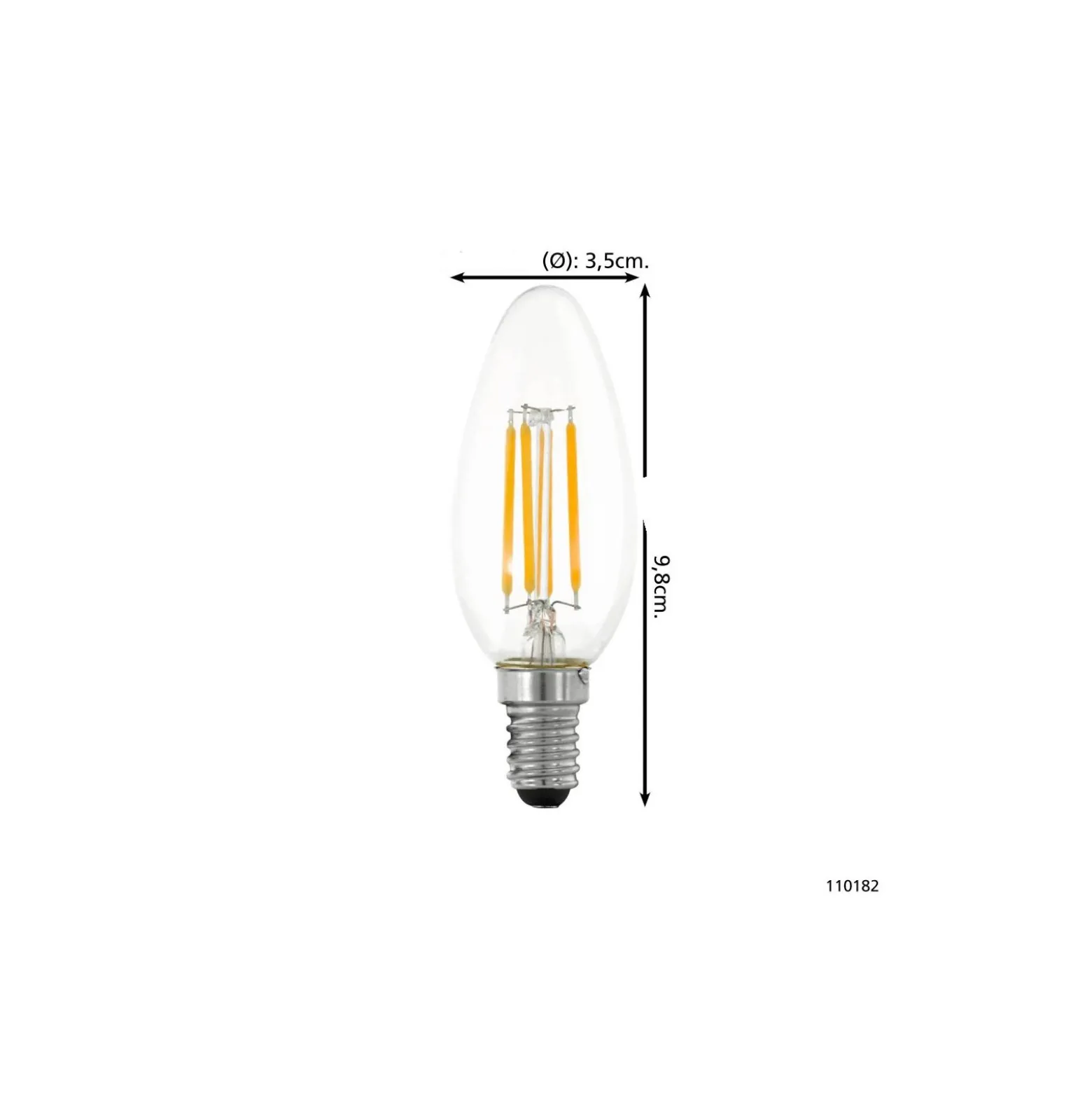 Eglo LED Kronljus E14 Filament Klar 4.5W 470lm - 827 Extra Varm Vit | Dimbar - Ersättare 40W