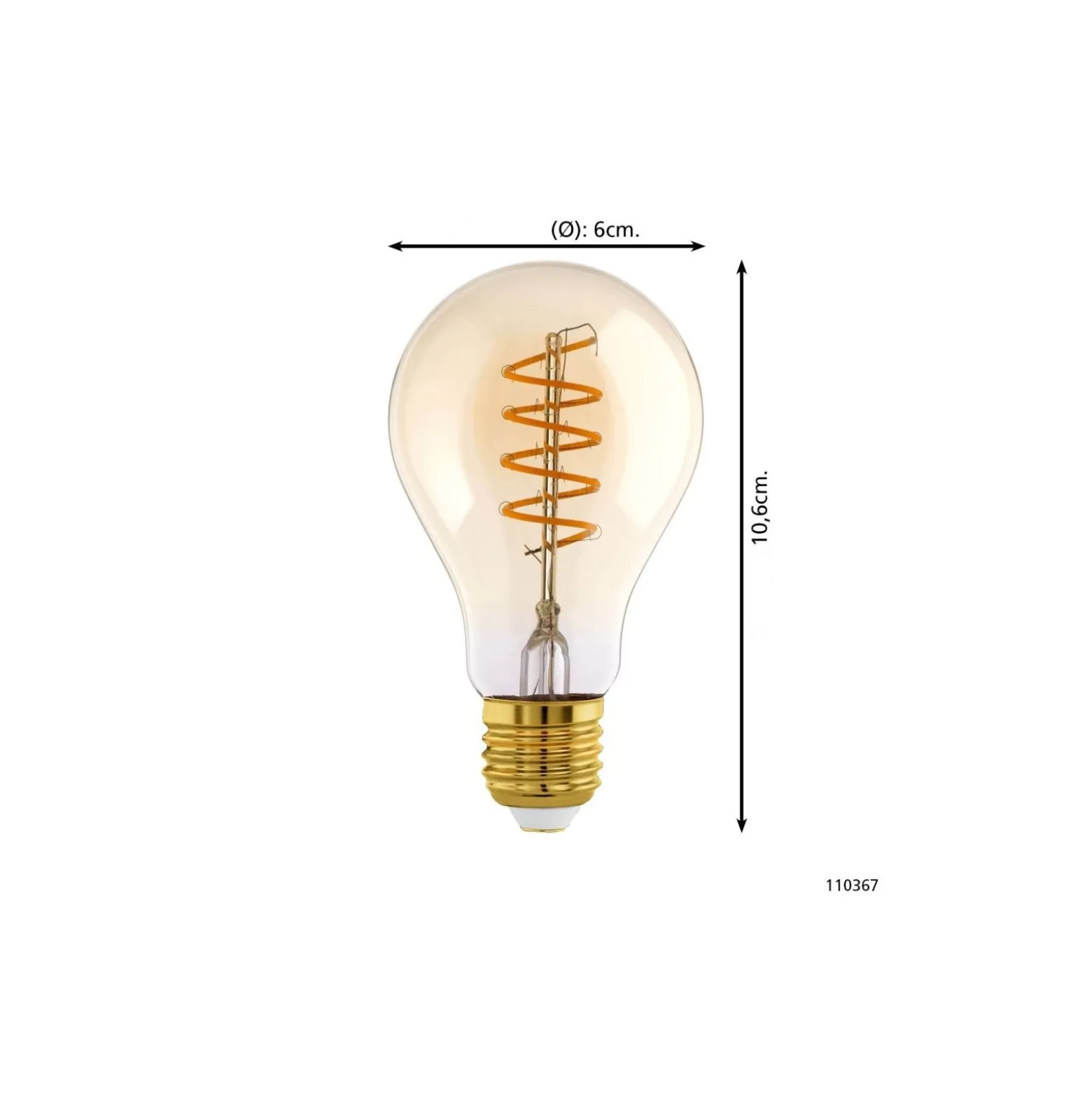 Eglo LED Päron E27 Filament Ambar 8W 806lm - 827 Extra Varm Vit | Dimbar - Ersättare 60W