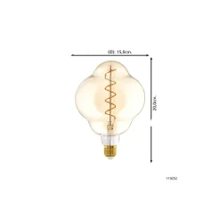 Eglo LED Special E27 Filament Ambar 4W 200lm - 820 Extra Varm Vit | Dimbar - Ersättare 25W