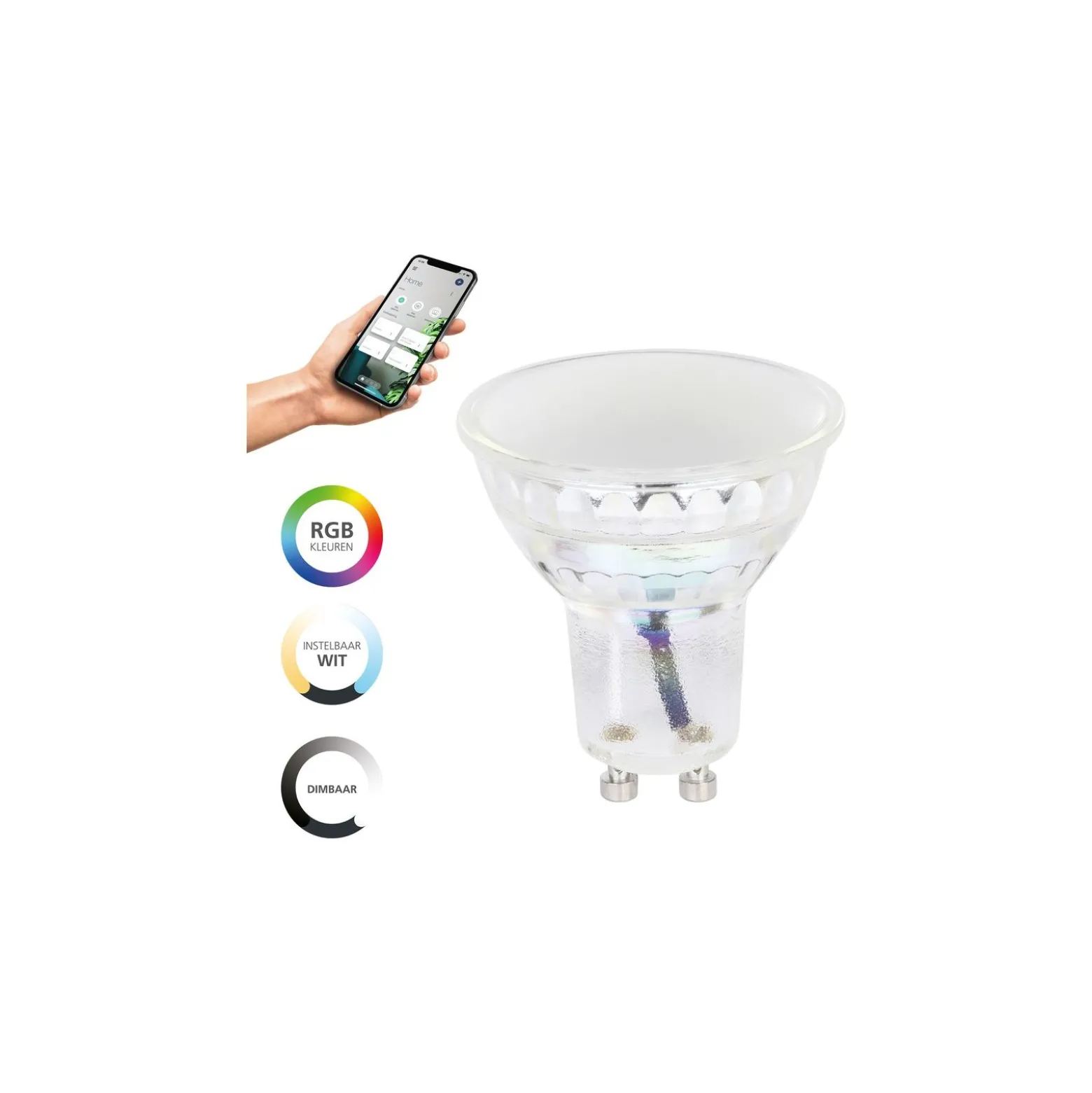 Eglo LED Spot GU10 PAR16 4.9W 345lm - 827-865 Justerbar Vit + RGB | Zigbee Dimbar - Ersättare 25W