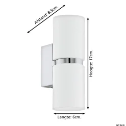 Eglo LED Vägglampa Passa Stål Krom Vit 28W 500lm - 830 Varm Vit | Passande För 2x GU10
