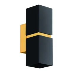 Eglo LED Vägglampa Passa Stål Svart Guld 28W 500lm - 830 Varm Vit | Passande För 2x GU10
