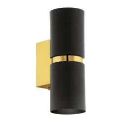 Eglo LED Vägglampa Passa Stål Svart Guld 28W 500lm - 830 Varm Vit | Passande För 2x GU10