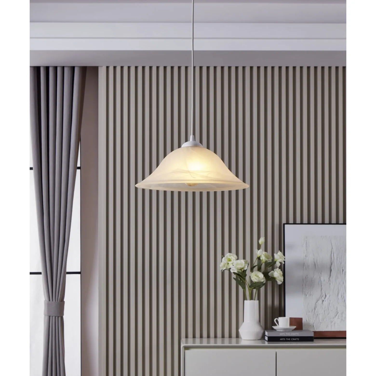 Eglo Pendellampa Albany Plast Vit | 350mm - Passande För 1x E27