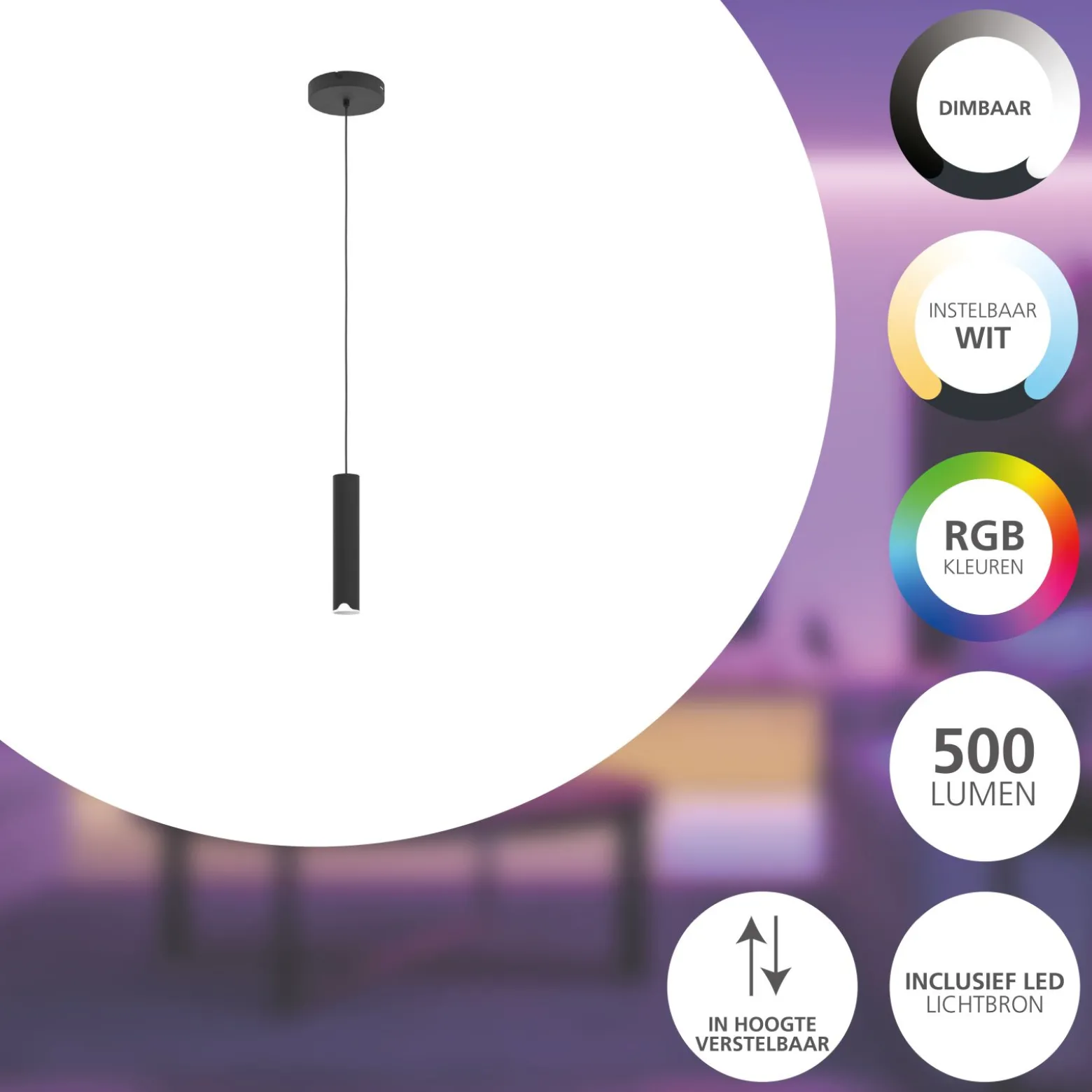 Eglo Pendellampa Balamorta-Z Stål Svart 3W 500lm - 827-865 Justerbar Vit | 55mm - Dimbar