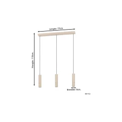 Eglo Pendellampa Caminia Stål Slipad 3x4.7W 3x345lm - 830 Varm Vit | IP20 - Inkl. 3x GU10