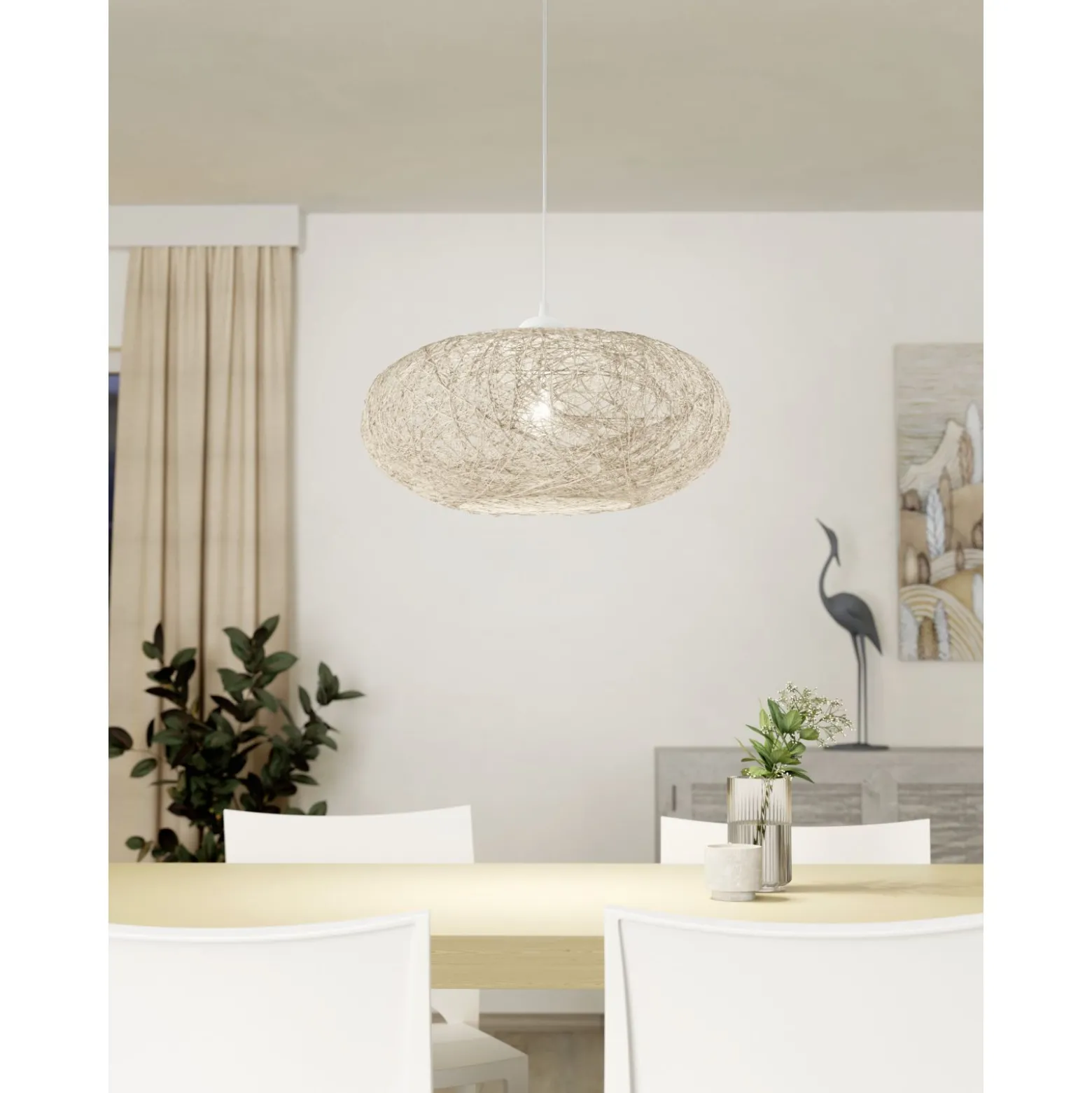 Eglo Pendellampa Campilo Plast Vit | 450mm - Passande För 1x E27