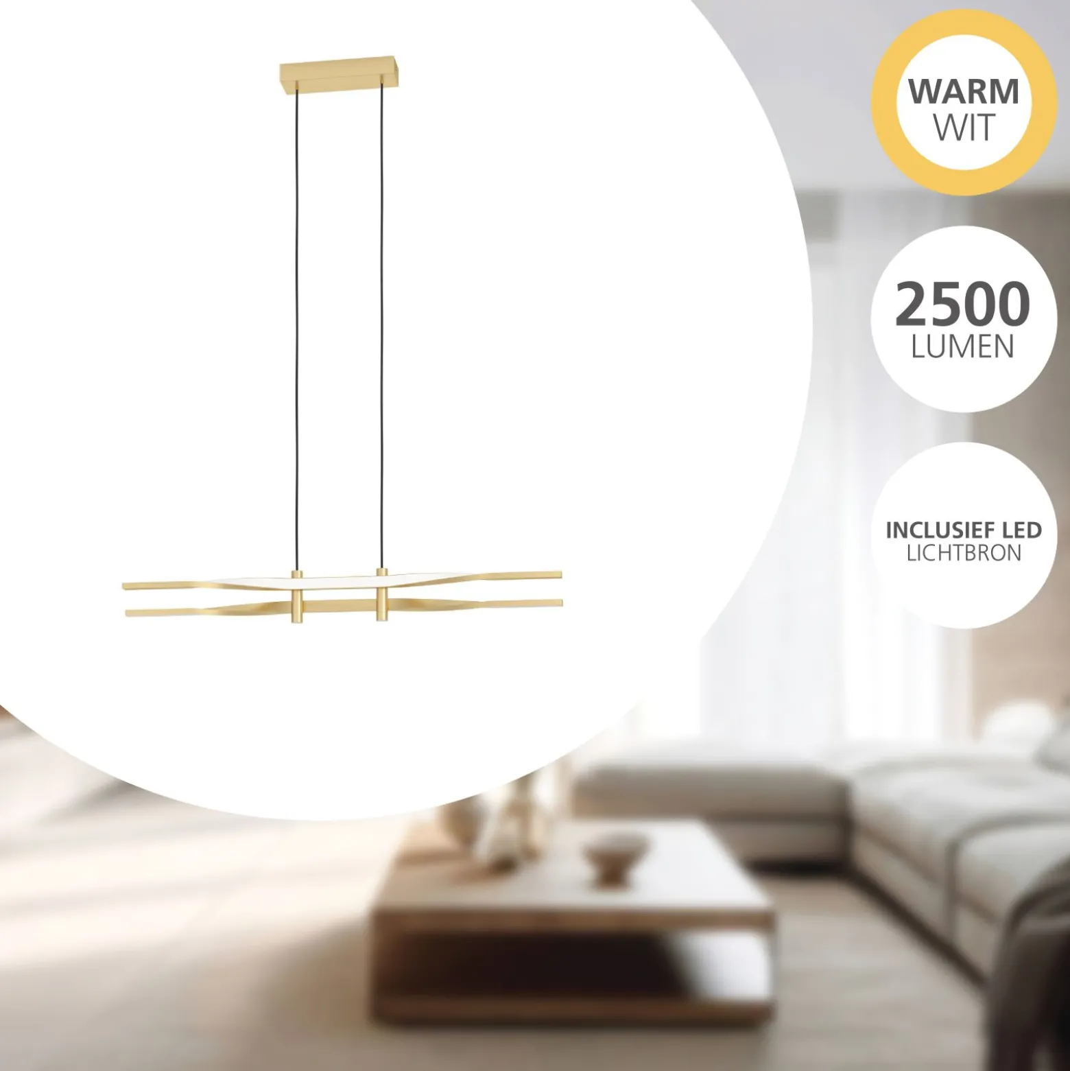 Eglo Pendellampa Colmeal Stål Guld 21W 2500lm - 830 Varm Vit