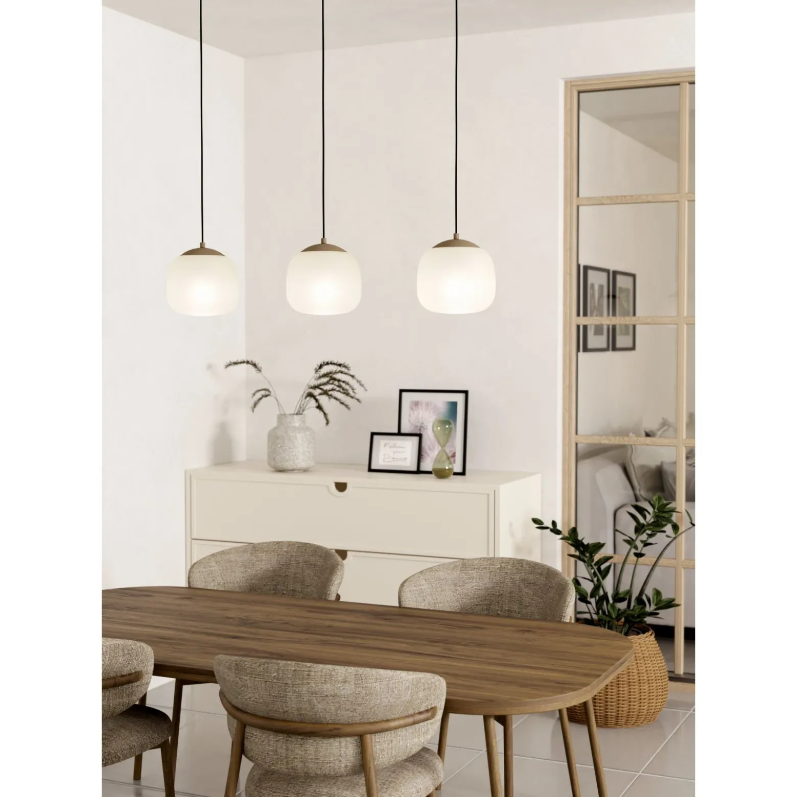 Eglo Pendellampa Cominio Stål Beige | Passande För 3x E27