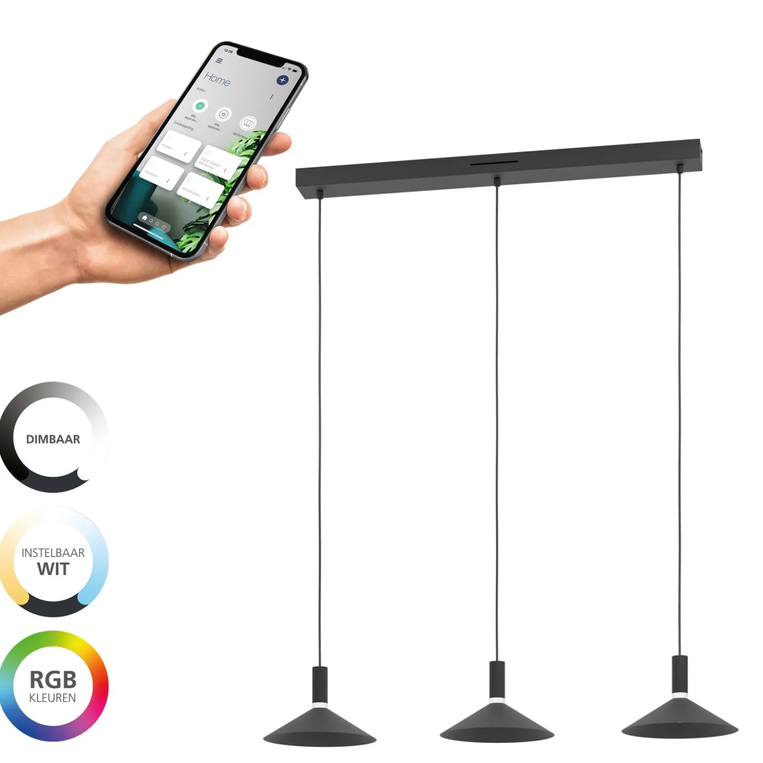 Eglo Pendellampa Conomavilla-Z Stål Svart 7W 1000lm - 827-865 Justerbar Vit | Dimbar