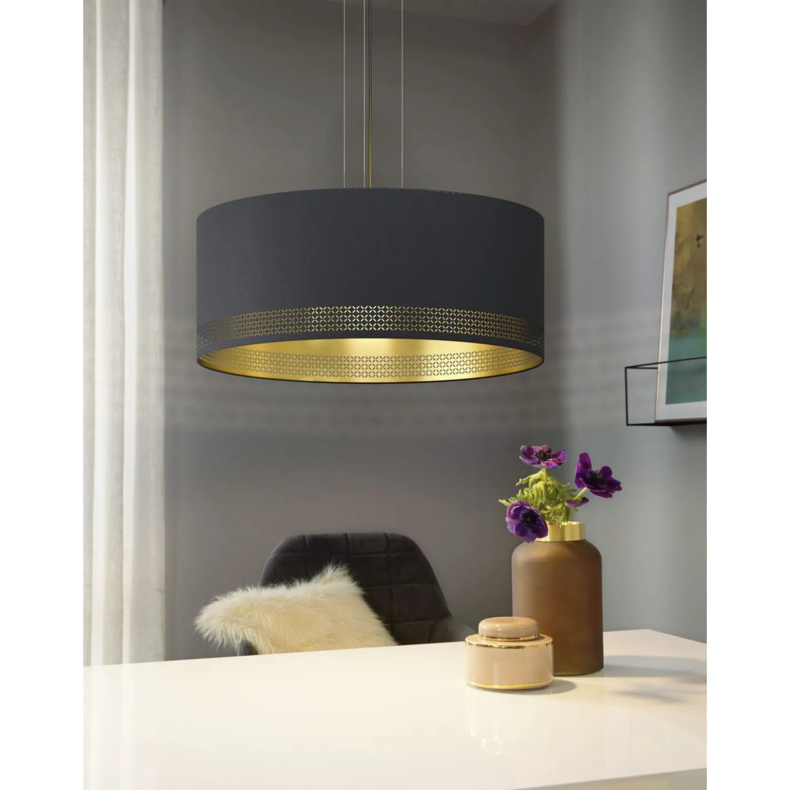 Eglo Pendellampa Esteperra Stål Svart | 530mm - Passande För 3x E27