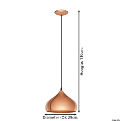 Eglo Pendellampa Hapton Stål Koppar | 290mm - Passande För 1x E27