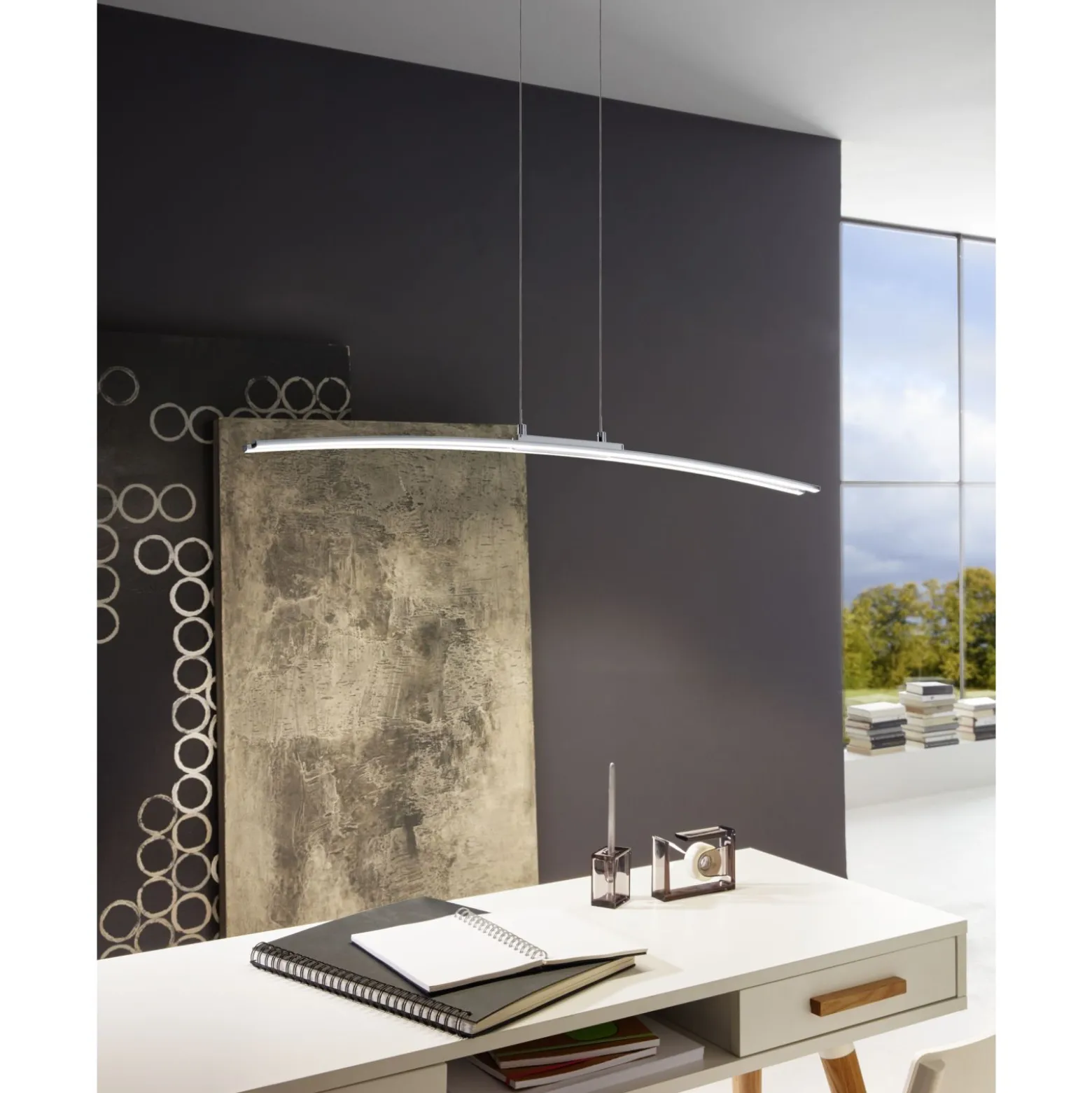 Eglo Pendellampa Lasana Aluminium Krom 30W 3500lm - 830 Varm Vit