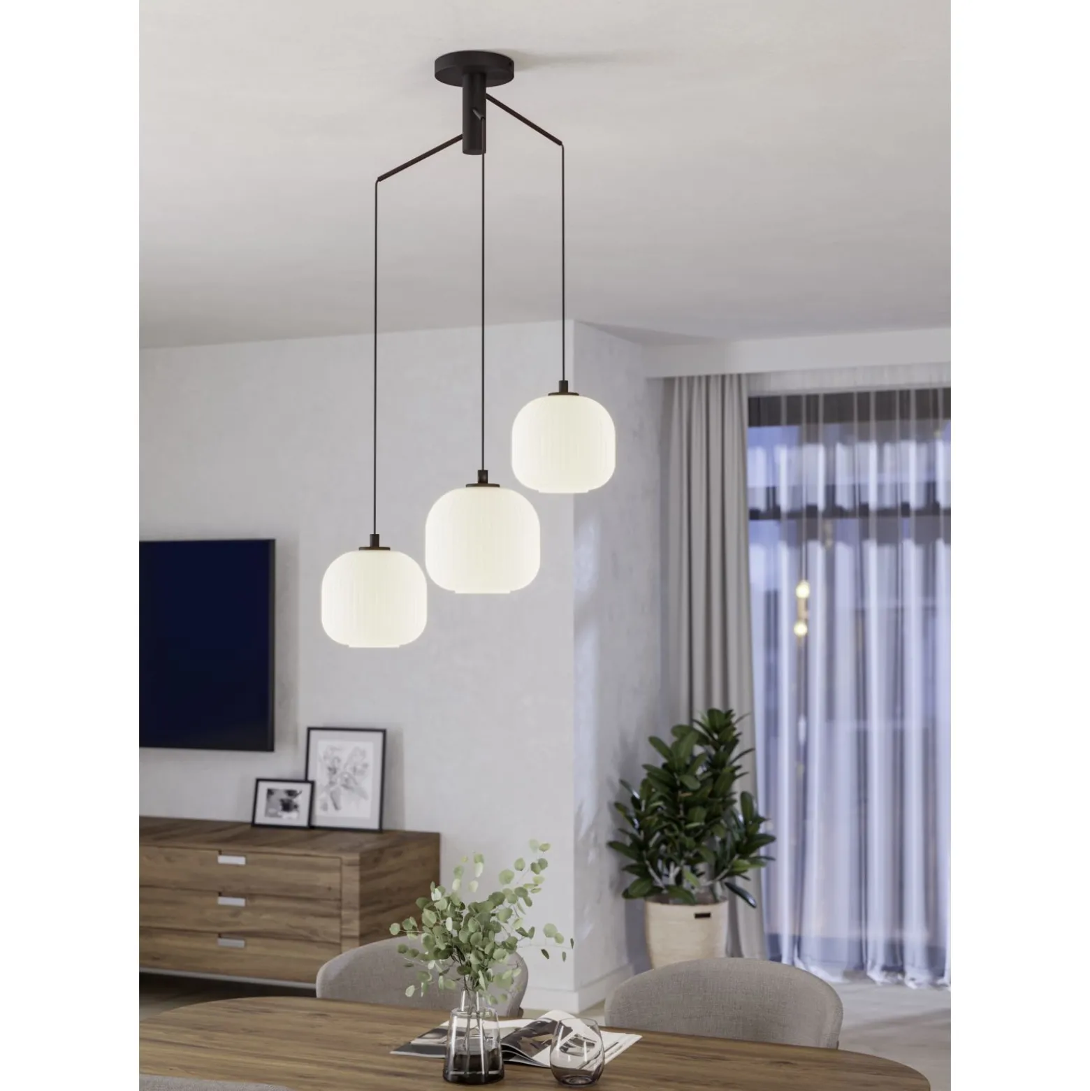 Eglo Pendellampa Mantunalle Stål Svart | 620mm - Passande För 3x E27