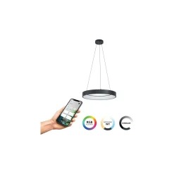 Eglo Pendellampa Marghera-Z Stål Svart 27.5W 3150lm - 827-865 Justerbar Vit + RGB | IP20 - Zigbee Dimbar