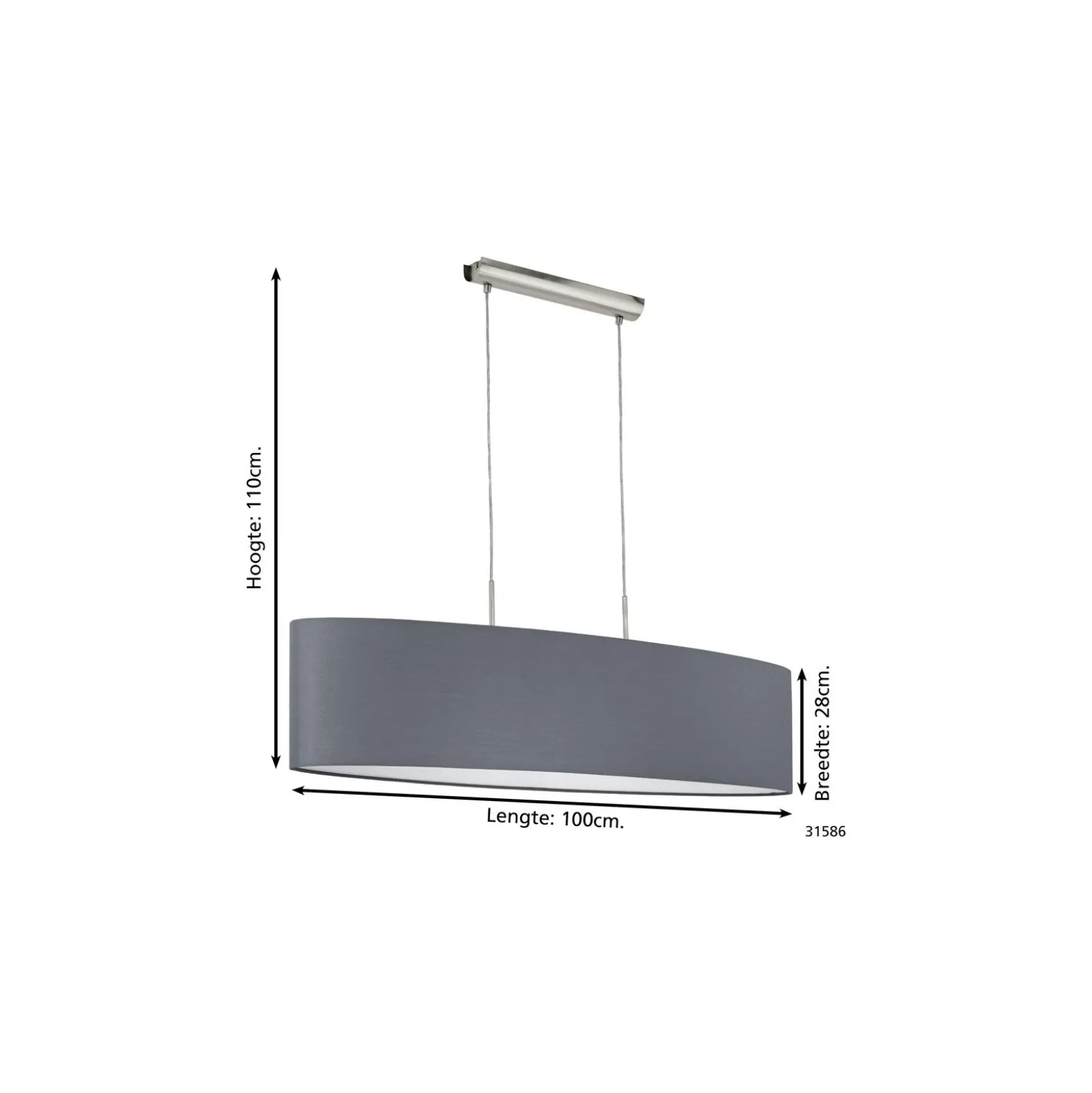 Eglo Pendellampa Pasteri Stål Satin Nickel | IP20 - Passande för 2x E27