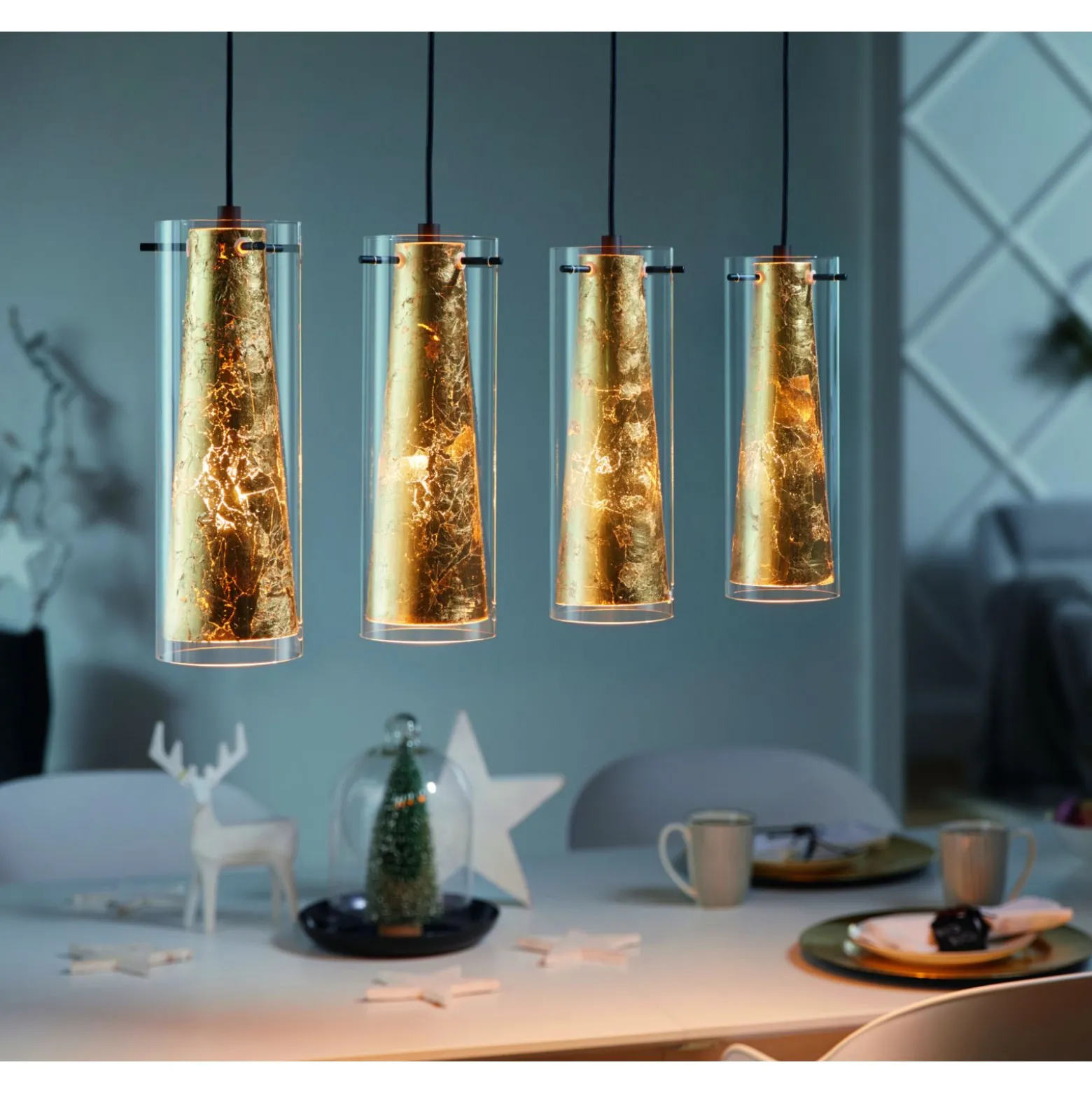Eglo Pendellampa Pinto Guld Stål Svart | Passande För 4x E27