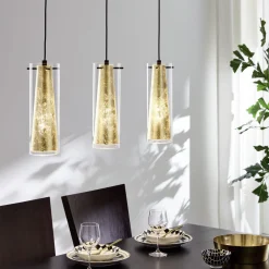 Eglo Pendellampa Pinto Guld Stål Svart | Passande För 3x E27