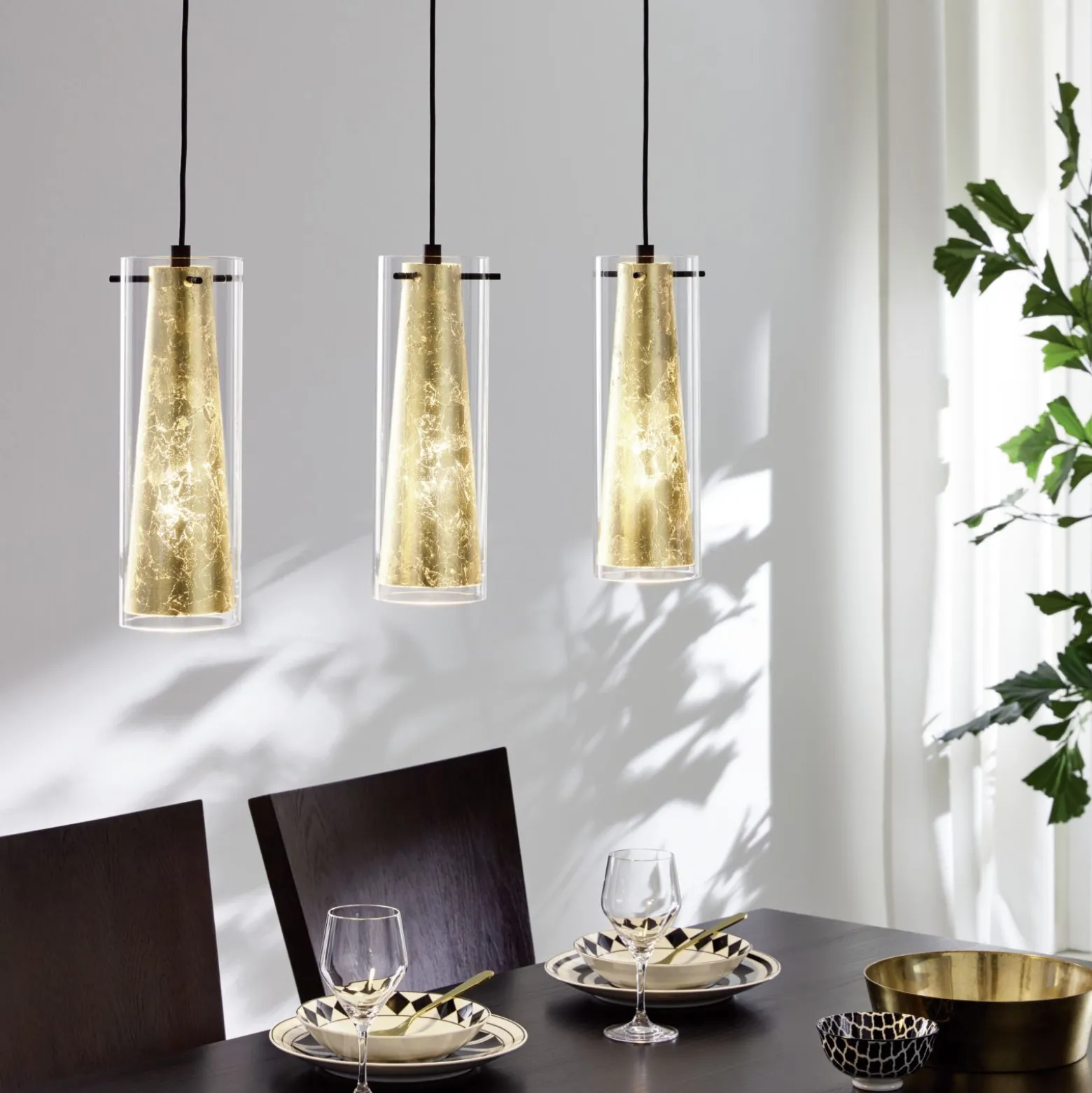 Eglo Pendellampa Pinto Guld Stål Svart | Passande För 3x E27