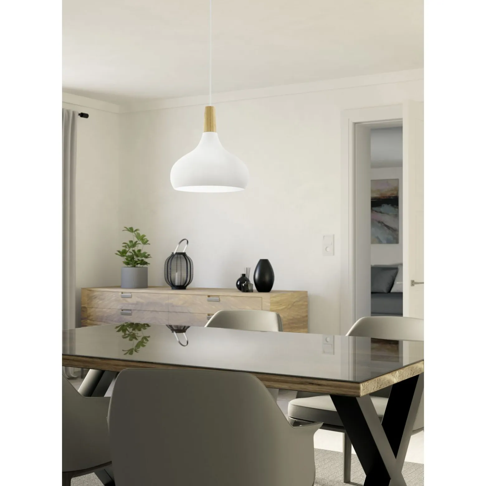 Eglo Pendellampa Sabinar Stål Vit | 280mm - Passande För 1x E27