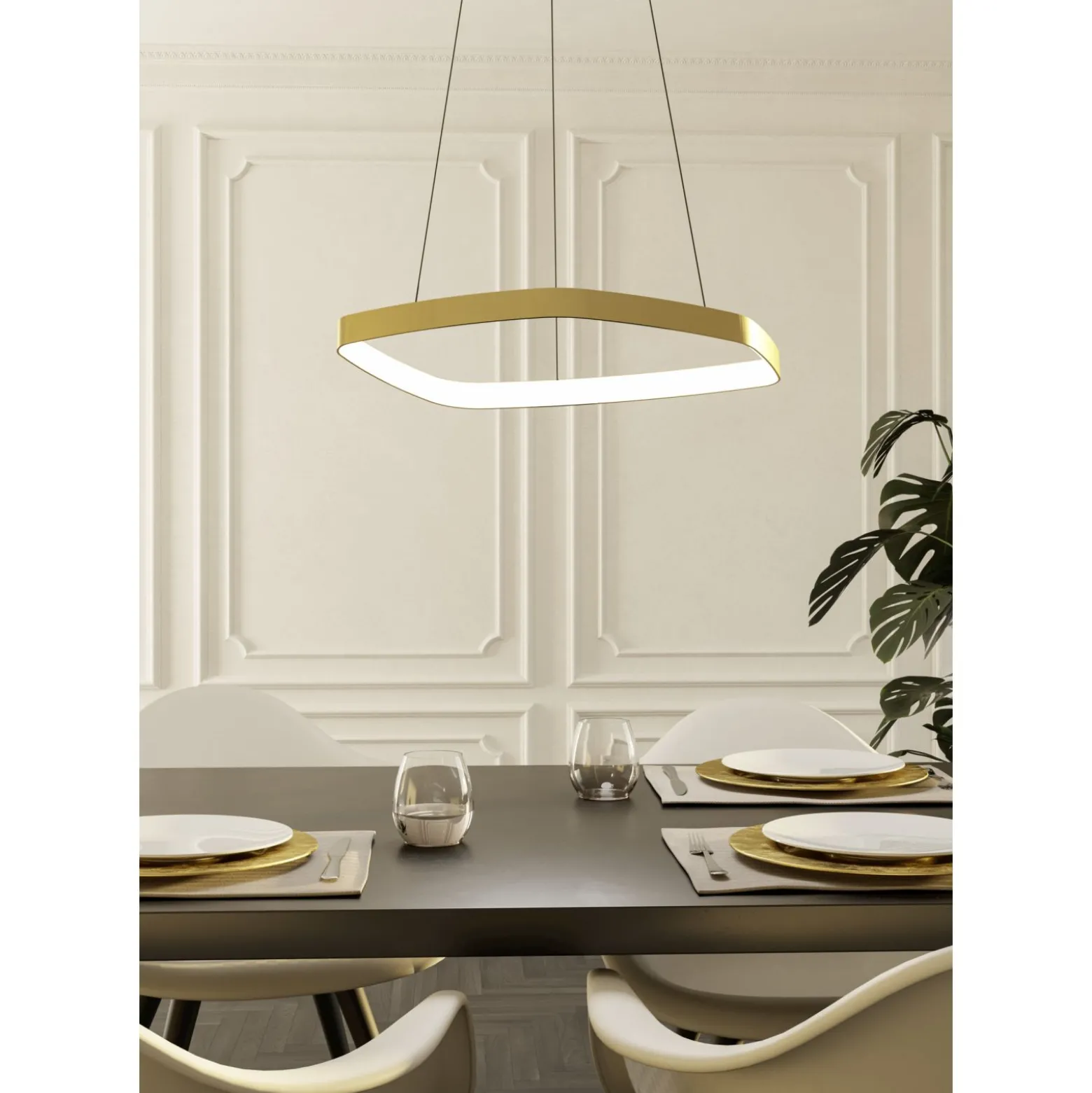 Eglo Pendellampa Vallerosa Aluminium Guld 25W 3000lm - 830 Varm Vit | 580mm - Dimbar