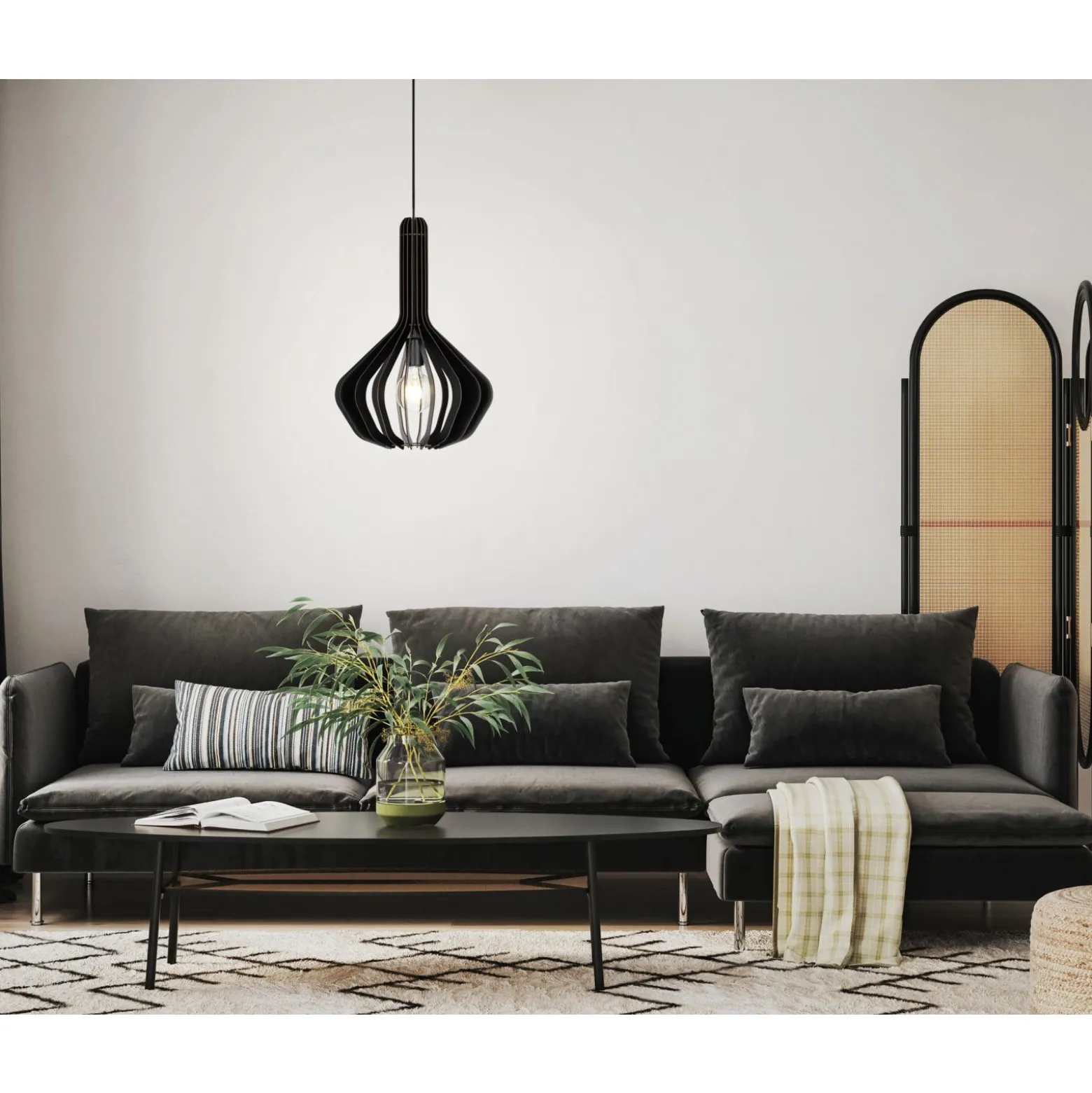 Eglo Pendellampa Velasco Stål Svart | 380mm - Passande För 1x E27