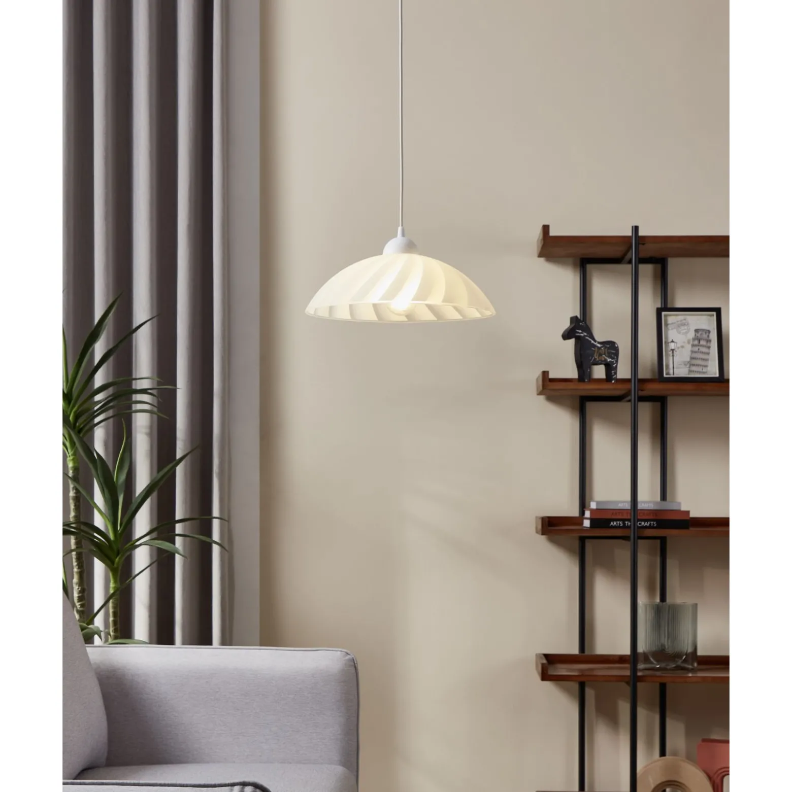 Eglo Pendellampa Vetro Plast Vit | 350mm - Passande För 1x E27