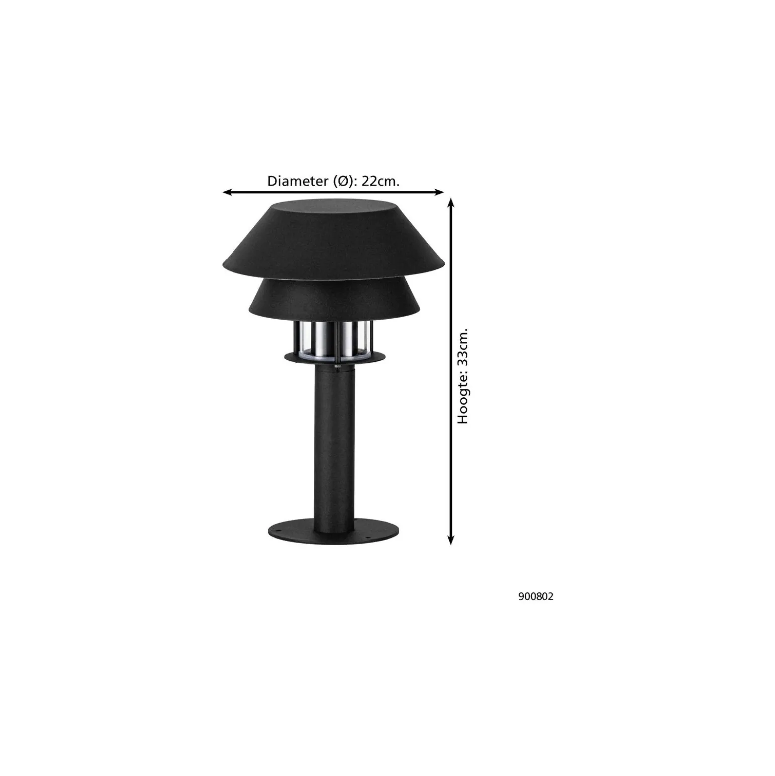 Eglo Piedestallampa Chiappera Stål Svart | 800mm - IP54 - Passande för 1x E27