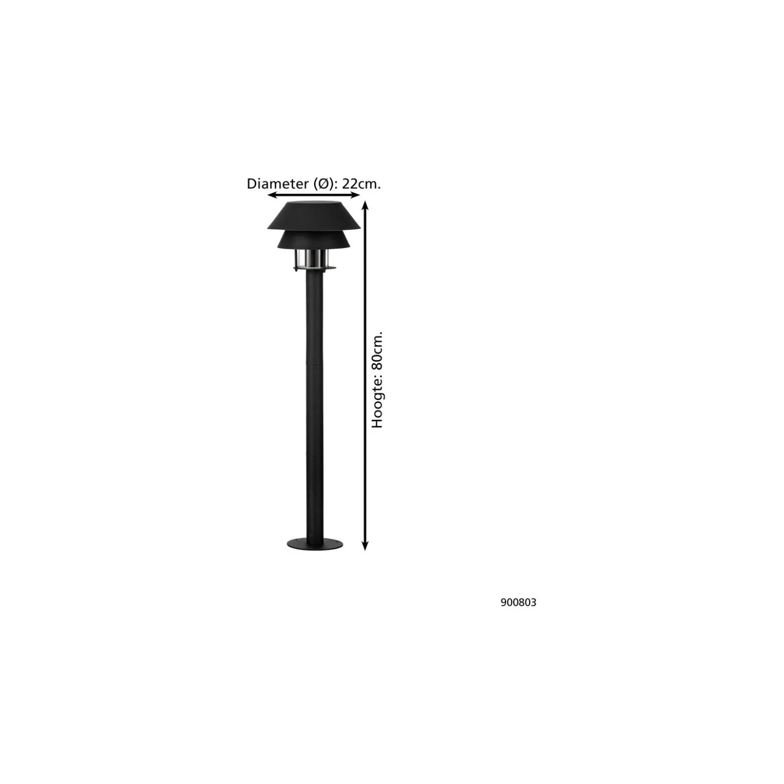 Eglo Piedestallampa Chiappera Stål Svart | 330mm - IP54 - Passande för 1x E27