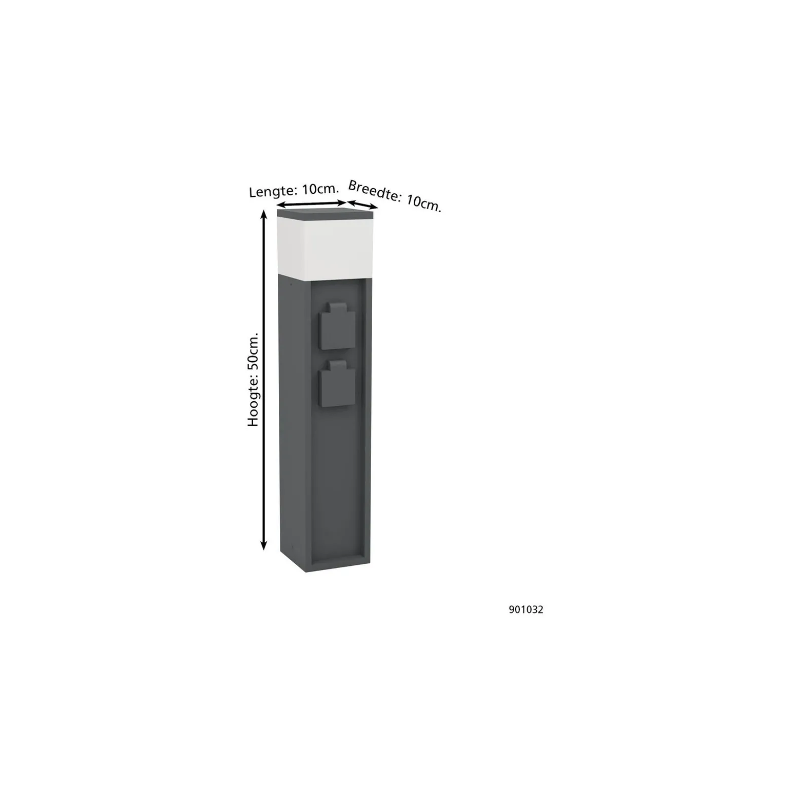 Eglo Piedestallampa Park 5 Aluminium Svart med Eluttag | IP54 - Passande för 1x E27