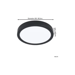 Eglo Taklampa Argolis 2 Stål Svart 20W 2400lm - 830 Varm Vit | IP44