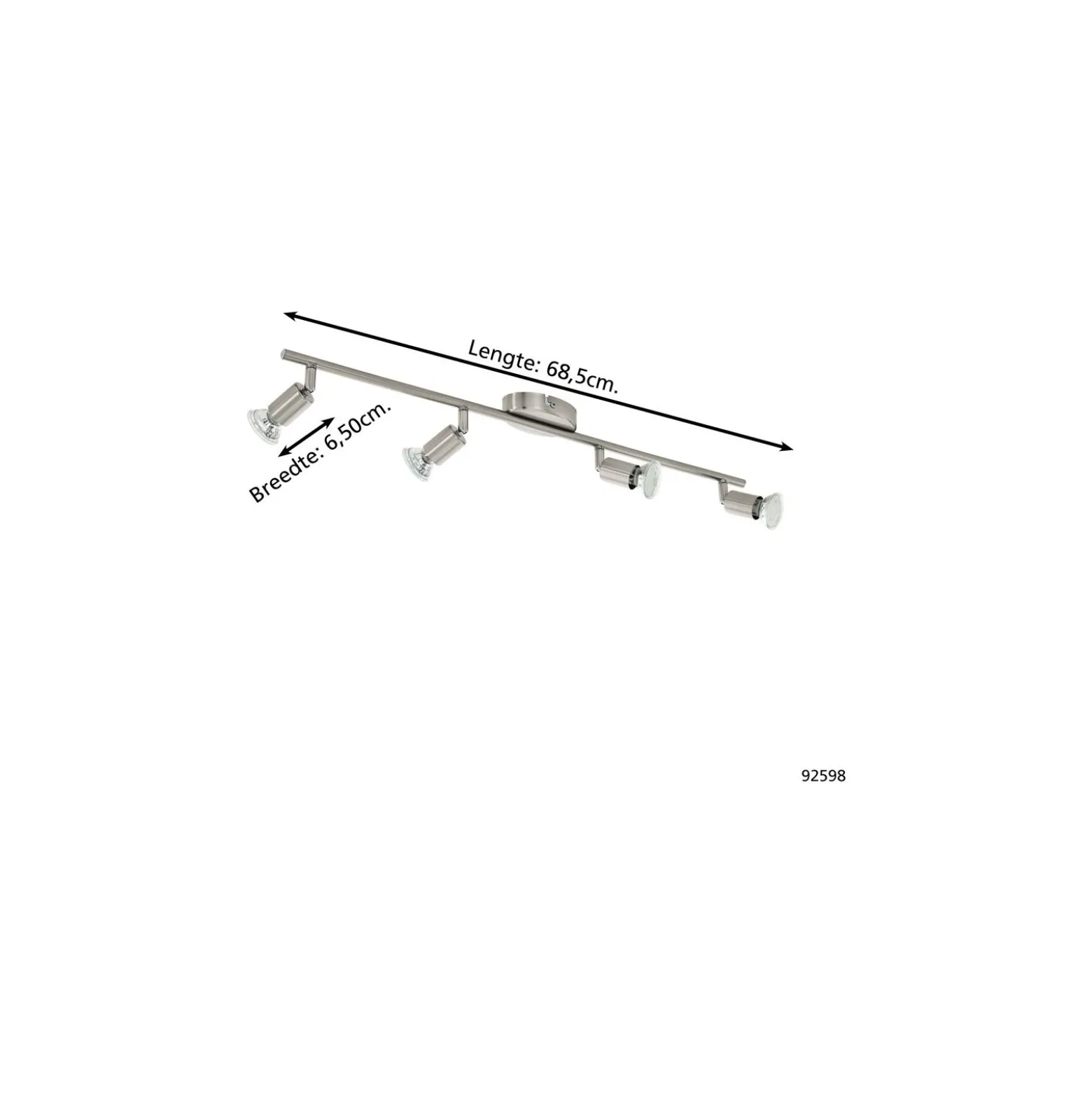Eglo Taklampa Buzz-LED Stål Satin Nickel 4x2.8W 4x250lm - 830 Varm Vit | IP20 - Inkl. 4x GU10