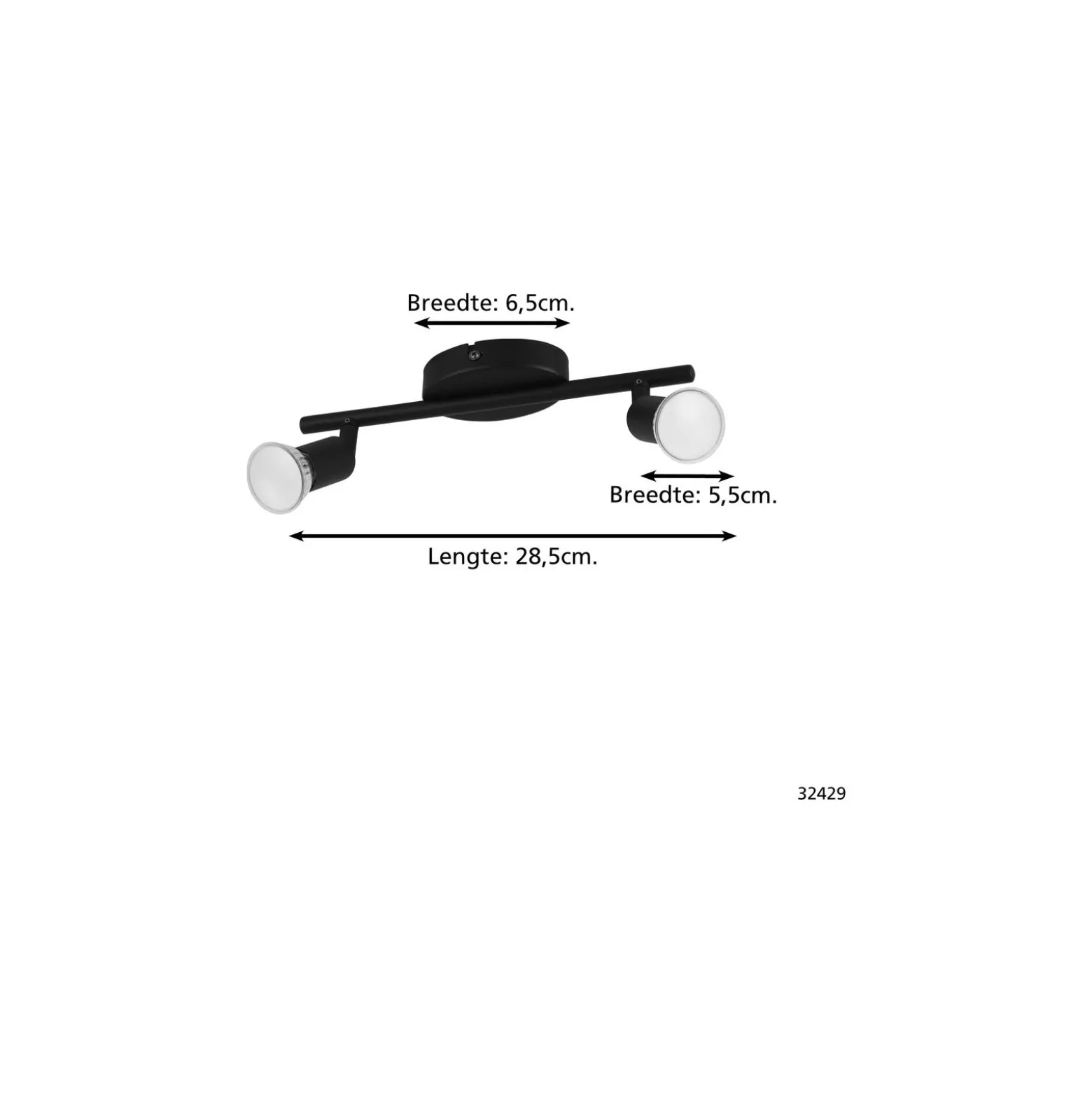 Eglo Taklampa Buzz-LED Stål Svart 2x2.8W 2x250lm - 830 Varm Vit | IP20 - Inkl. 2x GU10