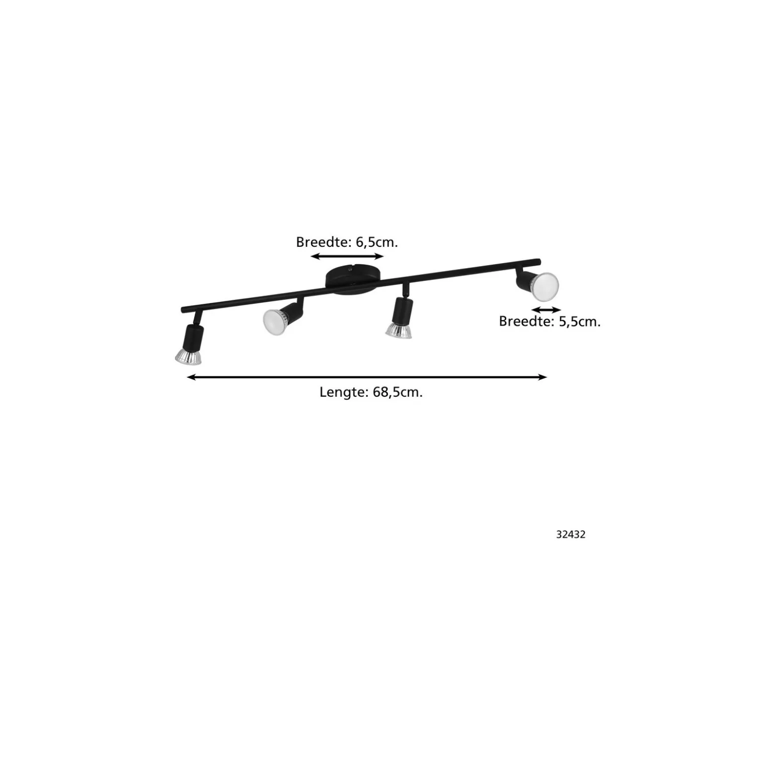 Eglo Taklampa Buzz-LED Stål Svart 4x2.8W 4x250lm - 830 Varm Vit | IP20 - Inkl. 4x GU10