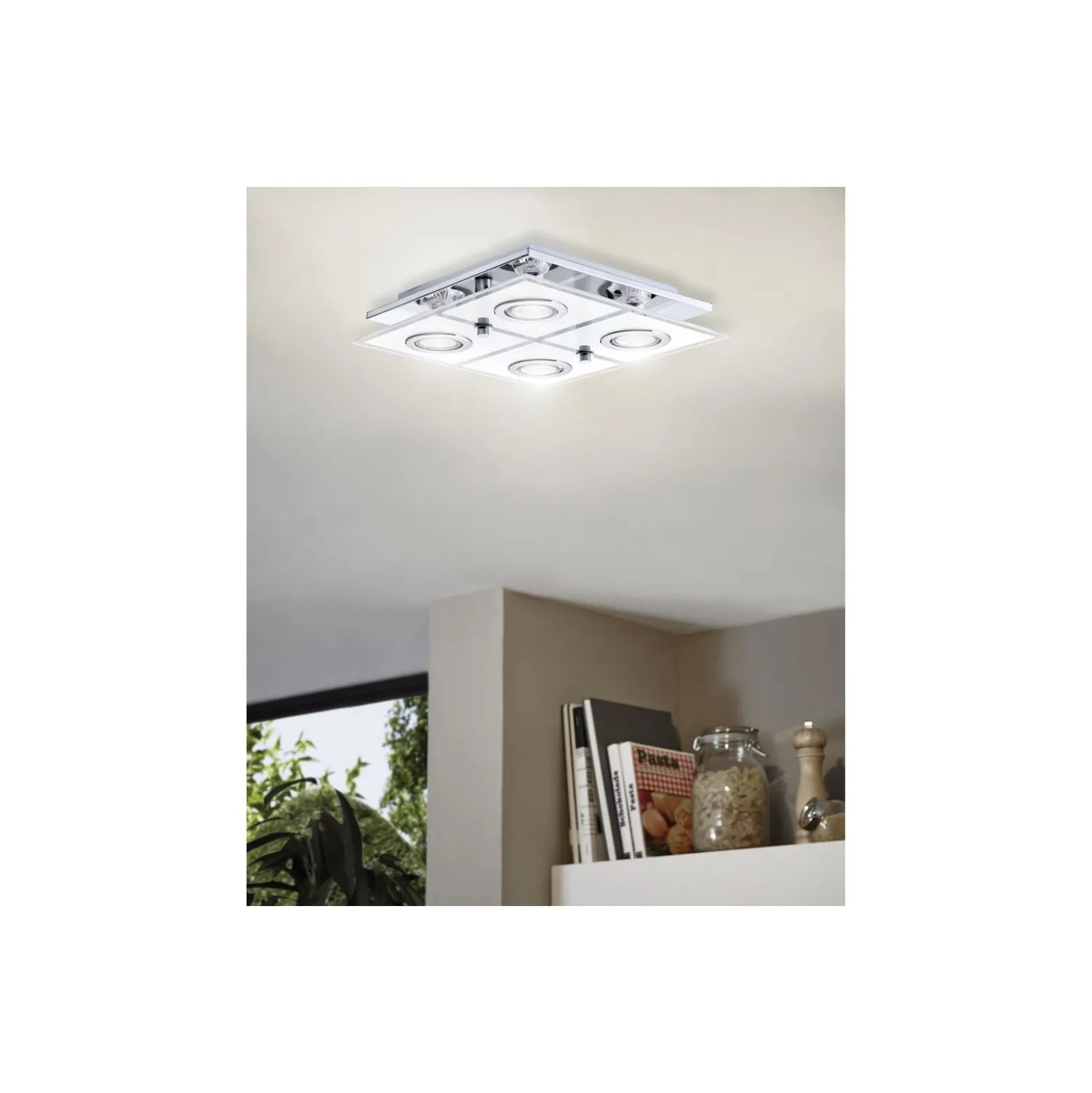 Eglo Taklampa Cabo Rostfritt Stål Krom 4x2.8W 4x250lm - 830 Varm Vit | IP20 - Inkl. 4x GU10