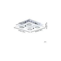 Eglo Taklampa Cabo Rostfritt Stål Krom 4x2.8W 4x250lm - 830 Varm Vit | IP20 - Inkl. 4x GU10