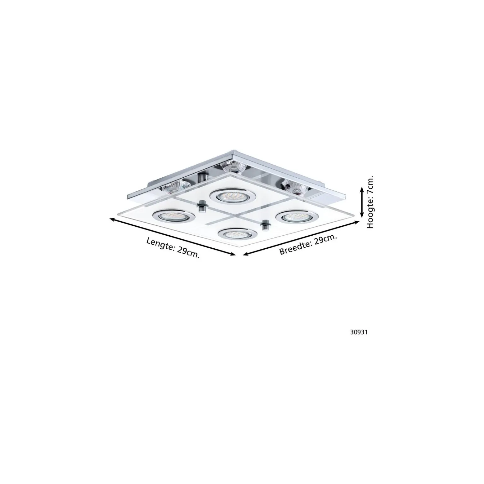 Eglo Taklampa Cabo Rostfritt Stål Krom 4x2.8W 4x250lm - 830 Varm Vit | IP20 - Inkl. 4x GU10