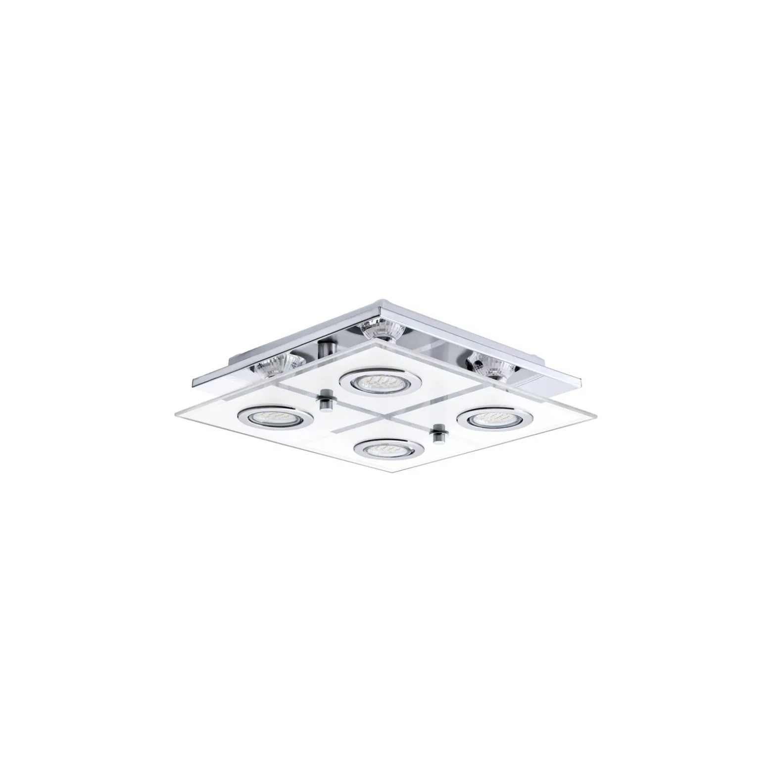 Eglo Taklampa Cabo Rostfritt Stål Krom 4x2.8W 4x250lm - 830 Varm Vit | IP20 - Inkl. 4x GU10