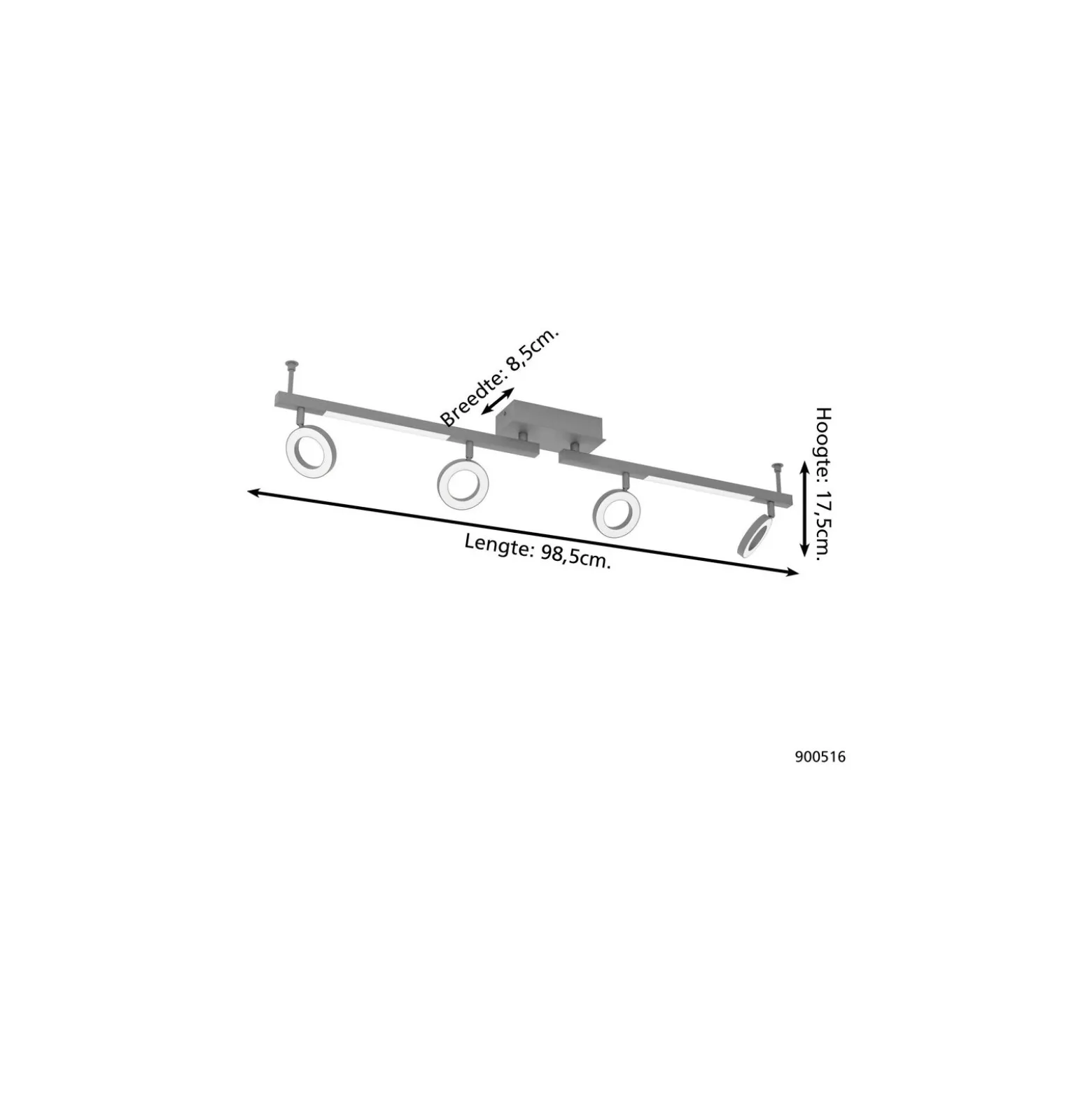 Eglo Taklampa Cardillio 2 Aluminium Stål Svart 3.2W 400lm - 830 Varm Vit | IP20