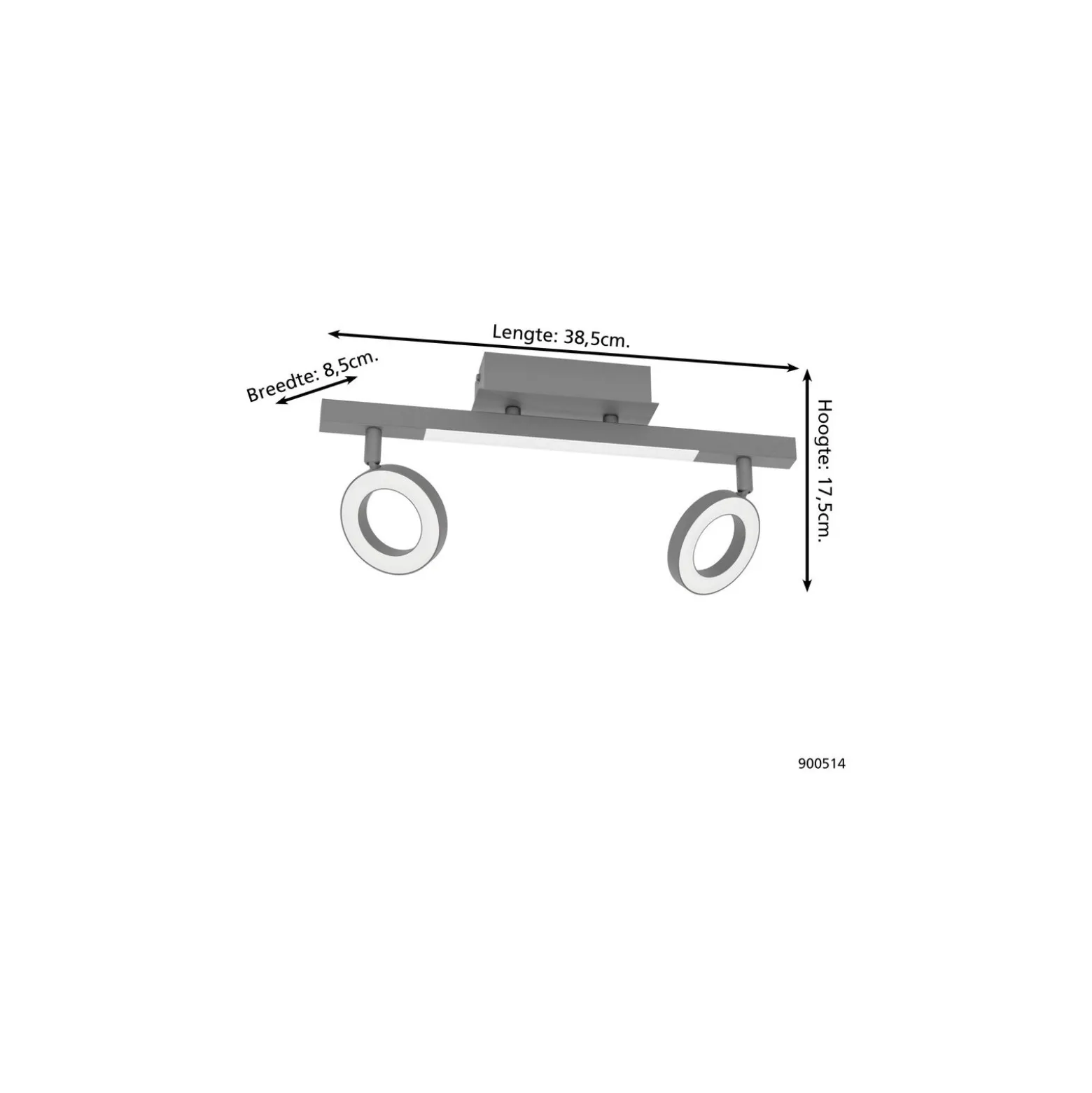 Eglo Taklampa Cardillio 2 Aluminium Stål Svart 3.2W 400lm - 830 Varm Vit | IP20
