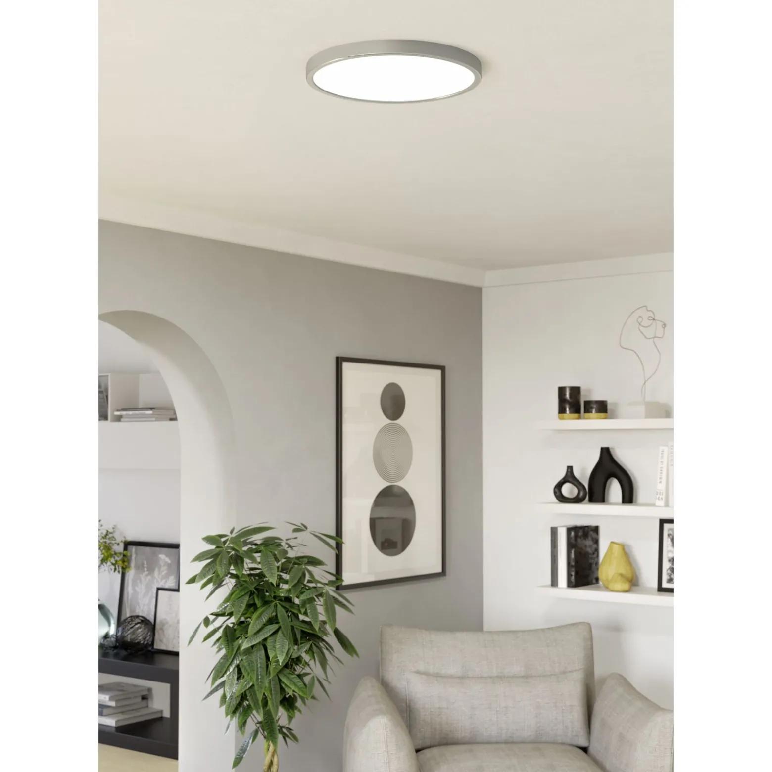 Eglo Taklampa Fueva 6-z Stål Vit 17W 2850lm - 827-865 Justerbar Vit | 389mm - IP44 - Dimbar